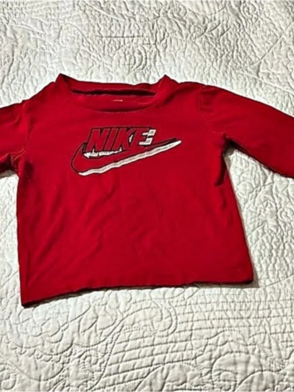 Nike Boys Long Sleeve Logo Tee in Red Baby Toddler 24M